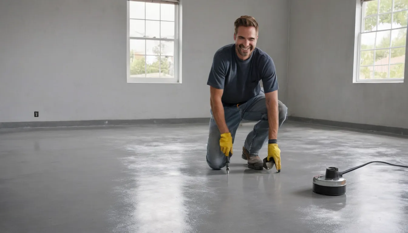 A provider in the Pleasant Prairie area checking a basement concrete floor before coating