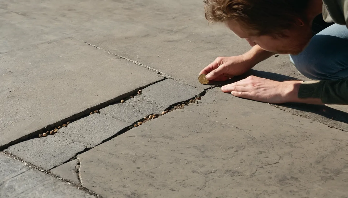 Homeowner checking a concrete floor in the Pleasant Prairie area